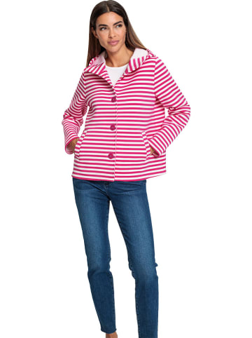 Heine Sweatjacke in Pink/ Weiß