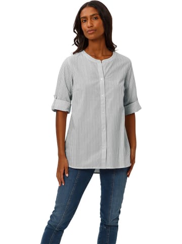 Heine Bluse in Grau/ Weiß
