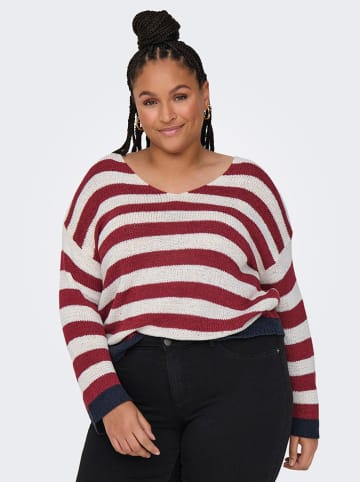 ONLY Carmakoma Pullover in Rot/ Weiß