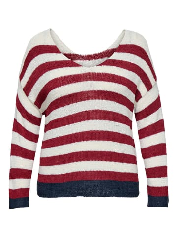 ONLY Carmakoma Pullover in Rot/ Weiß