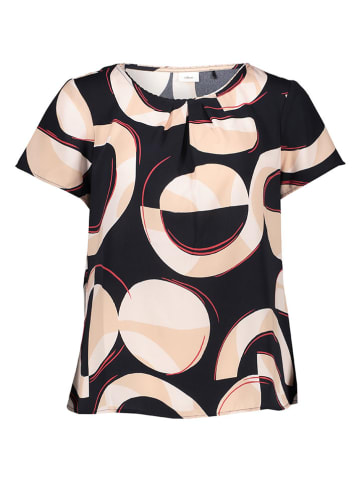 s.Oliver BLACK LABEL Bluse in Schwarz/ Beige/ Rot