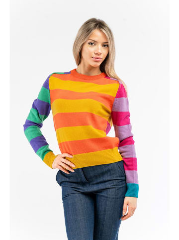 Moschino Kaszmirowy sweter w kolorze żółtym ze wzorem