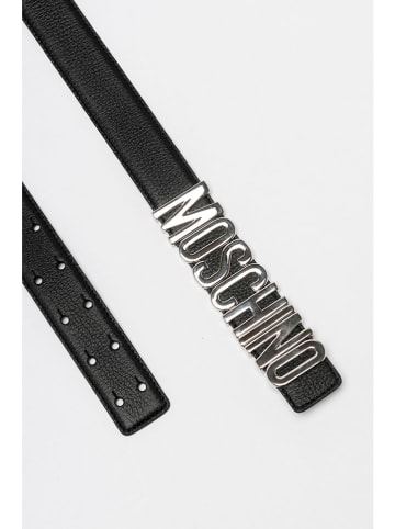 Moschino Skórzany pasek w kolorze czarnym