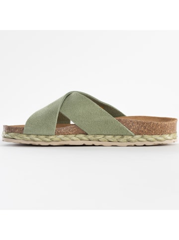 Blue Bay Leren slippers "Ginette" groen