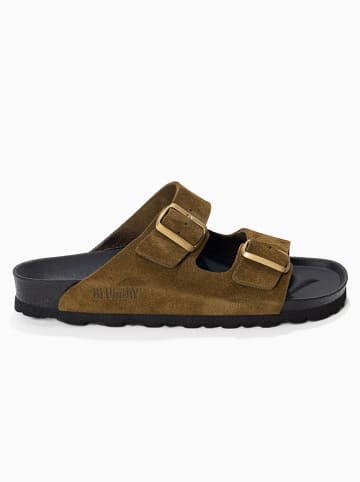 Bluebay Leder-Pantoletten "Aristote" in Khaki