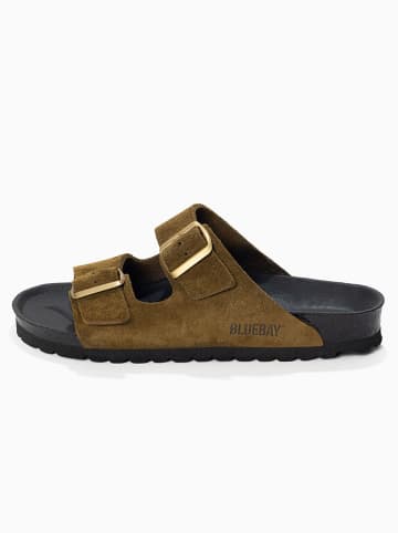Bluebay Leder-Pantoletten "Aristote" in Khaki