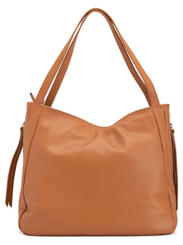 Lucca Baldi Skórzany shopper bag "Fiesole" w kolorze jasnobrązowym - 34 x 29 x 15 cm