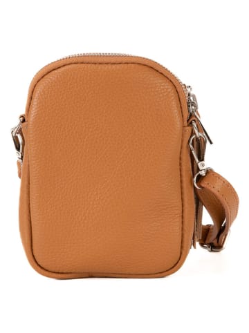 Lia Biassoni Leder-Umhängetasche "Secco" in Cognac - (B)15 x (H)20 x (T)4 cm
