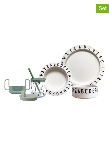 Design Letters 4-delige kinderserviesset "Eat & Learn" wit/groen