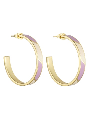 Design Letters Pozłacane kolczyki-kreole "Striped Candy"