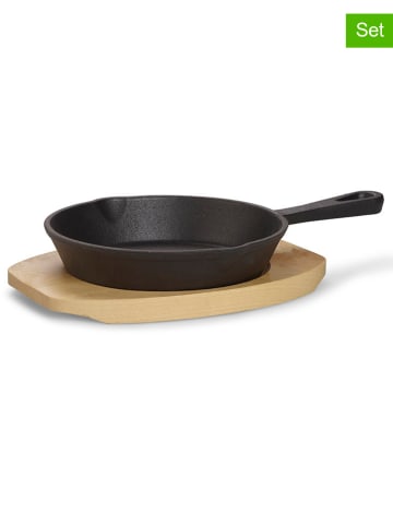 Echtwerk 4er-Set: Servierpfannen in Schwarz/ Hellbraun
