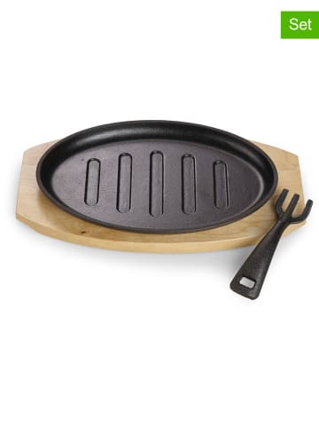 Echtwerk 2tlg. Set: Servierpfännchen in Schwarz/ Hellbraun