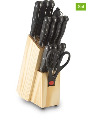 Echtwerk 14tlg. Küchenmesser-Set "Basic" in Schwarz/ Beige