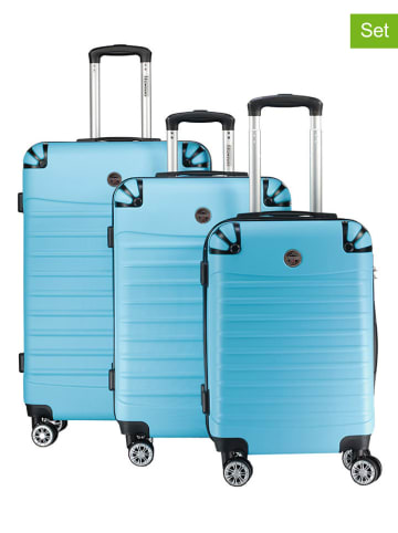 Geographical Norway 3-delige hardcase-trolleyset "Shock" lichtblauw