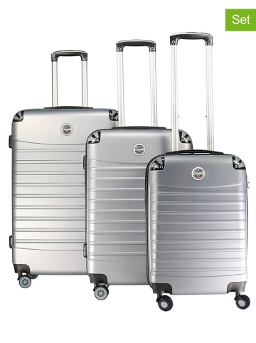 Geographical Norway 3tlg. Hardcase-Trolleyset "Shock" in Silber