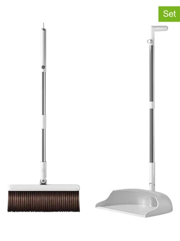 Joybos 2tlg. Set: Kehrbesen in Weiß