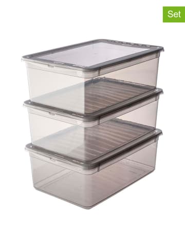 keeeper 3-delige set: opbergkisten grijs - (B)39 x (H)14 x (D)26,5 cm
