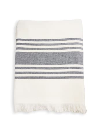 Le Comptoir de la Plage Fouta ''Karabuk'' in Weiß/ Dunkelblau - (L)180 x (B)140 cm
