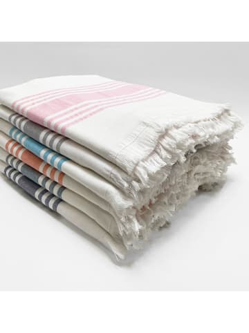 Le Comptoir de la Plage Fouta ''Karabuk'' in Weiß/ Dunkelblau - (L)180 x (B)140 cm