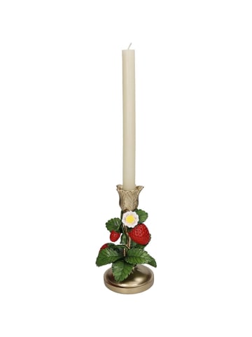 Kersten Kaarshouder "Strawberry" goudkleurig/rood/groen - (H)20 x Ø 11 cm