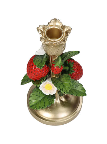 Kersten Kaarshouder "Strawberry" goudkleurig/rood/groen - (H)20 x Ø 11 cm