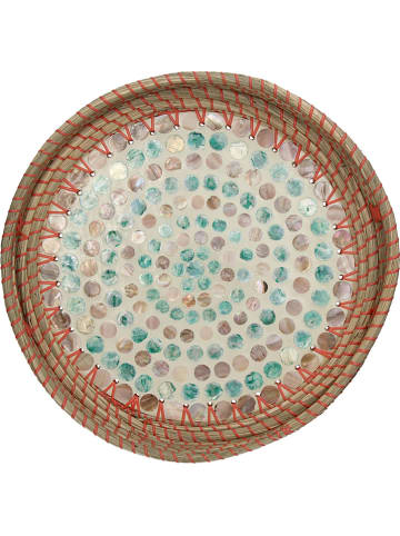 Kersten Tablett in Hellbraun/ Bunt - (H)4,5 x Ø 37 cm