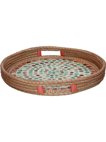 Kersten Dienblad lichtbruin/meerkleurig - (H)4,5 x Ø 37 cm
