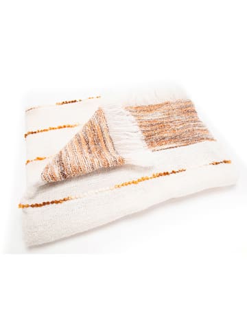 Amadeus Plaid "Ecochic" wit/oranje - (L)170 x (B)130 cm