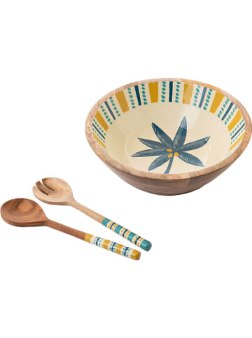 Amadeus Saladekom "Florida" crème/blauw/geel - Ø 35 cm