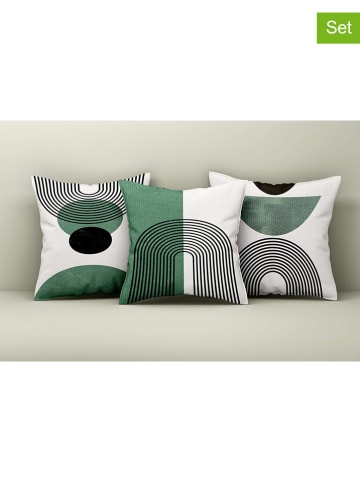 Coin de Pierre 3-delige set: kussenhoezen groen/zwart/wit - (L)43 x (B)43 cm