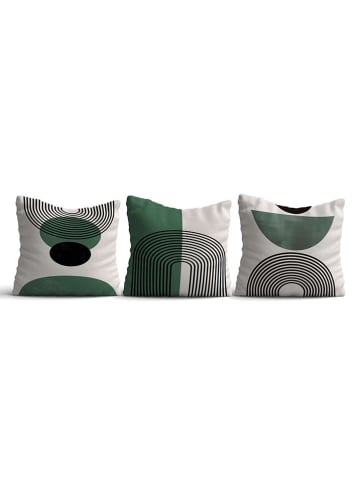 Coin de Pierre 3-delige set: kussenhoezen groen/zwart/wit - (L)43 x (B)43 cm