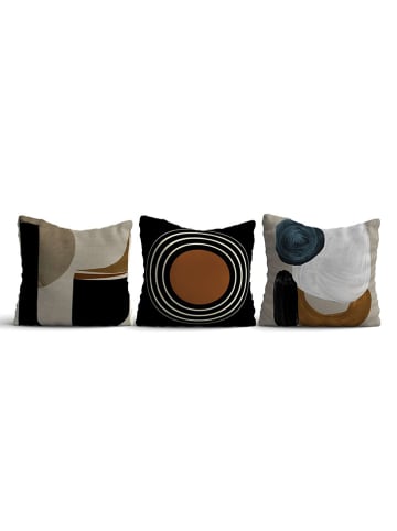 Coin de Pierre 3er-Set: Kissenhüllen in Braun/ Beige/ Weiß - (L)43 x (B)43 cm