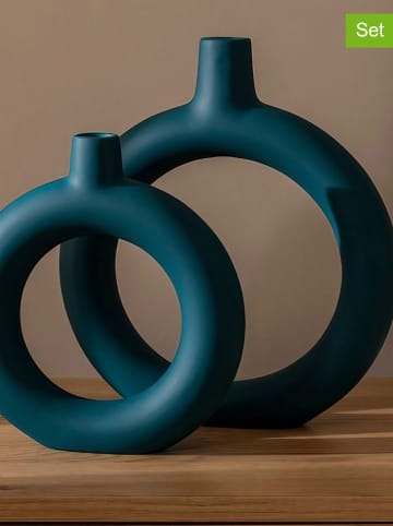 Coin de Pierre 2er-Set: Vasen in Blau