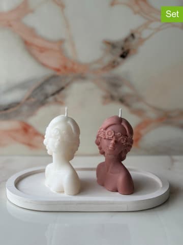 Coin de Pierre 3tlg. Deko-Set in Weiß/ Rosa