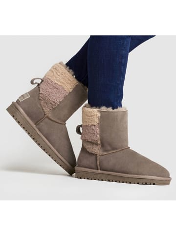 Pepe Jeans FOOTWEAR Skórzane botki zimowe "Diss" w kolorze beżowo-szarym