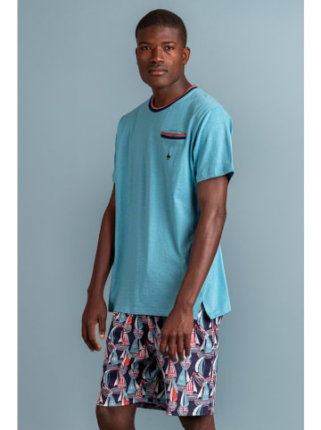 admas Pyjama in Hellblau/ Bunt
