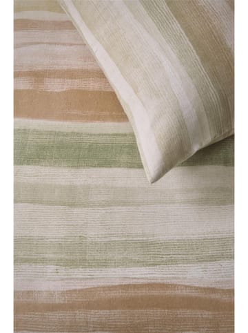 ariadne Komplet pościeli flanelowej "Colour Play" w kolorze biało-beżowo-zielonym