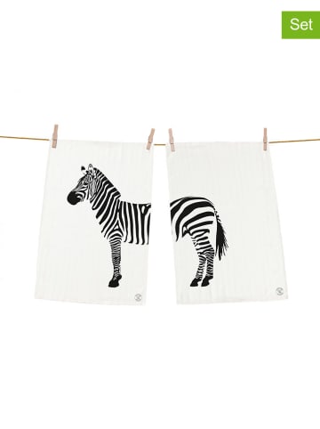 Butter Kings 2-delige set: theedoeken wit/zwart - (L)70 x (B)50 cm