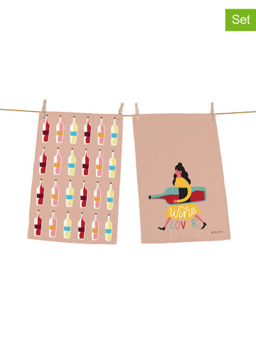 Butter Kings 2er-Set: Geschirrtücher in Rosa/ Bunt - (L)70 x (B)50 cm