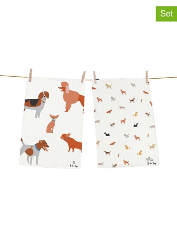 Butter Kings 2-delige set: theedoeken wit/meerkleurig - (L)70 x (B)50 cm