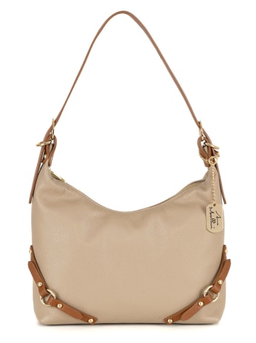 Anna Morellini Leder-Schultertasche "Marinella" in Beige - (B)31 x (H)22 x (T)10 cm