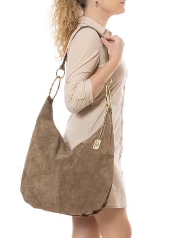 Anna Morellini Leren schoudertas "Damiana" taupe  - (B)38 x (H)36 x (D)9 cm