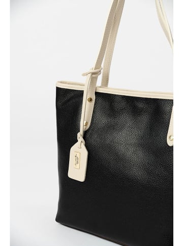 Anna Morellini Leder-Shopper "Lauretta" in Schwarz - (B)40 x (H)32 x (T)12 cm