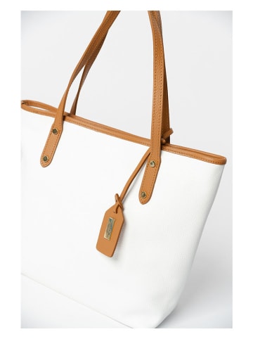 Anna Morellini Leder-Shopper "Lauretta" in Weiß - (B)40 x (H)32 x (T)12 cm