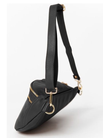 Anna Morellini Leder-Brustbeutel "Lorenza" in Schwarz - (B)36 x (H)22 x (T)12 cm