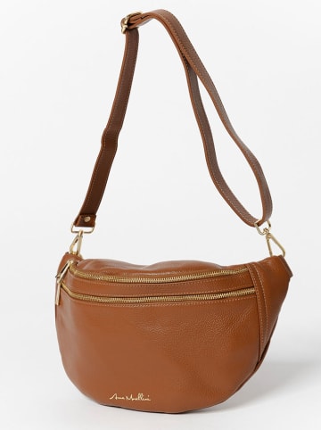 Anna Morellini Leder-Brustbeutel "Lorenza" in Hellbraun - (B)36 x (H)22 x (T)12 cm