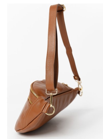 Anna Morellini Leder-Brustbeutel "Lorenza" in Hellbraun - (B)36 x (H)22 x (T)12 cm