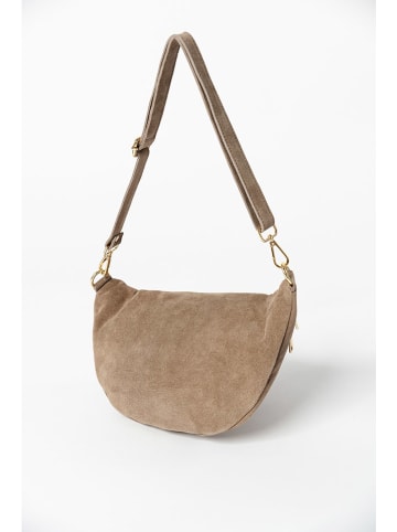 Anna Morellini Leder-Gürteltasche "Lolanda" in Taupe - (B)36 x (H)22 x (T)12 cm