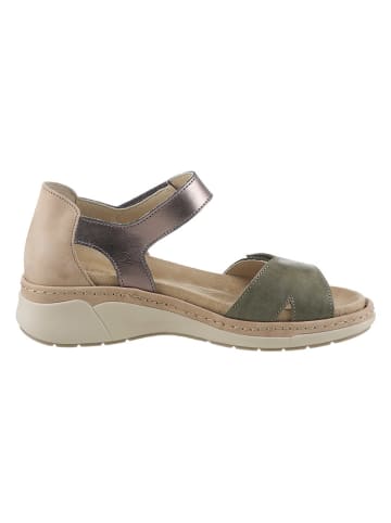 Heine Leder-Sandaletten in Khaki/ Lila