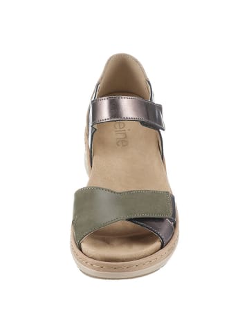 Heine Leder-Sandaletten in Khaki/ Lila